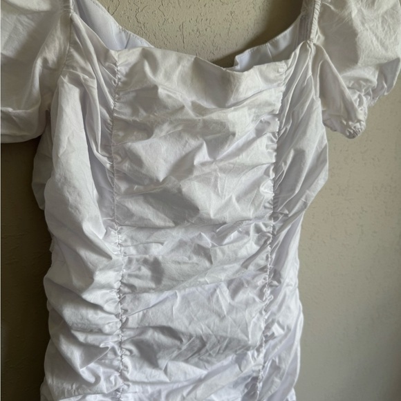 Superdown White Ruched Bodycon Mini Dress Womens S Bridal Shower Bachelorette - Picture 2 of 6